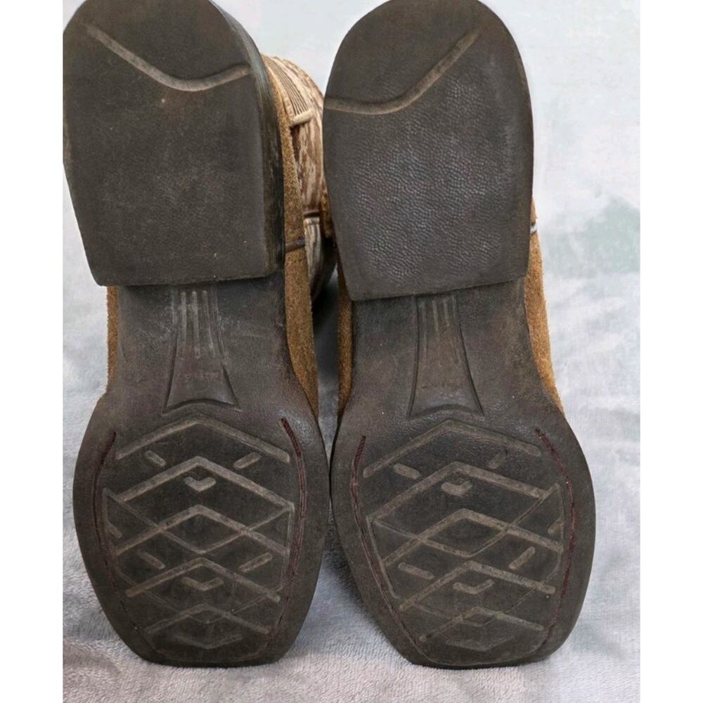 Ariat Patriot Flag Western Kids Cowboy Camo Brown Suede Boots Youth sz 12 *read - Picture 7 of 9